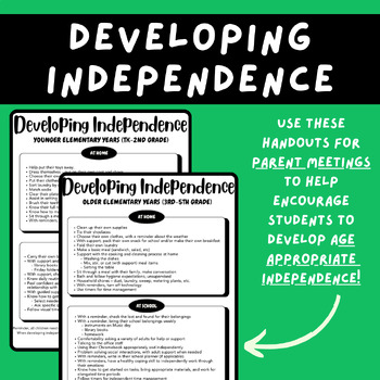 Preview of Developing Independence – Parent Handouts