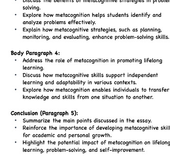 metacognitive essay reflection