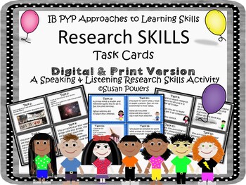 Preview of Developing Research Skills Task Cards An IB PYP Activity with Distance Learning