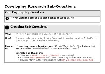 Preview of Developing Research Sub-Questions