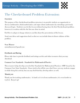 Preview of Common Core Math Practices - The Checkerboard Problem Extended