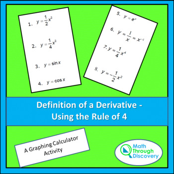 Preview of Calculus - Definition of a Derivative  - Using the Rule of 4