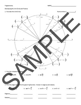 Preview of Developing the Unit Circle and Practice Worksheet and Answers
