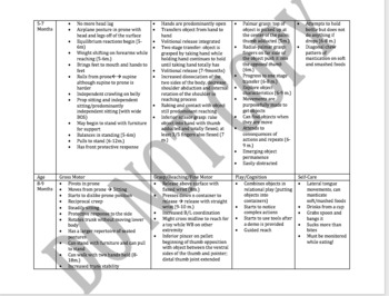 Preview of Developmental Chart: NBCOT Prep