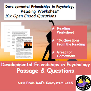 Preview of Developmental Friendships in Psychology Reading Worksheet **Editable**