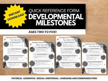 Preview of Developmental Milestones: Ages 2-5 Quick Reference Guide