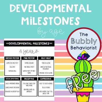 Developmental Milestones Handouts by The Bubbly Behaviorist | TpT