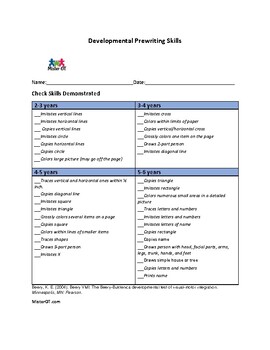 Preview of Developmental Prewriting Skills Checklist