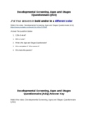 Developmental Screening, Ages and Stages Questionnaire (ASQ)