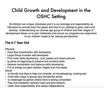 Preview of Developmental Stages in the OSHC Setting