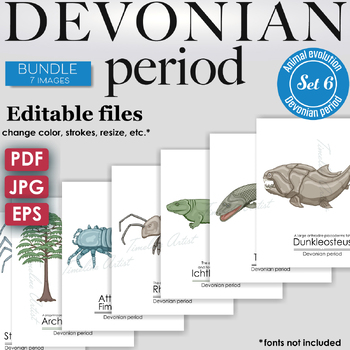 Preview of Devonian Period Colorful Bundle: Tiktaalik, Dunkleosteus, Archaeopteris....