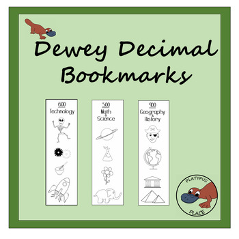 Preview of Dewey Decimal Bookmarks to Color