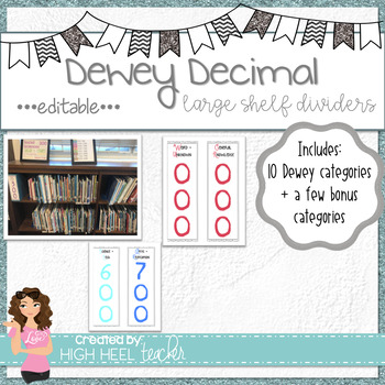 Preview of Dewey Decimal Large Category Shelf Labels | EDITABLE |