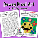 Dewey Decimal Pixel Art - Library Coloring Worksheet Puzzle