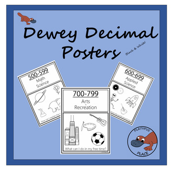 Preview of Dewey Decimal Posters in Black & White (US & UK Spellings!)