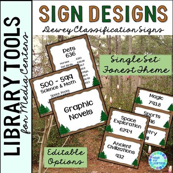 Preview of Dewey Decimal Posters and Signs Forest Theme for Library