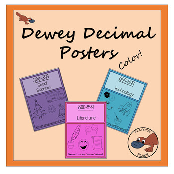 Preview of Dewey Decimal Posters with Color Background (US & UK Spellings!)