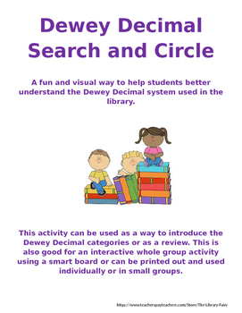 Preview of Dewey Decimal Search and Circle: a library activity