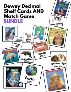 Preview of Dewey Decimal Shelf Cards and Match Game Bundle!