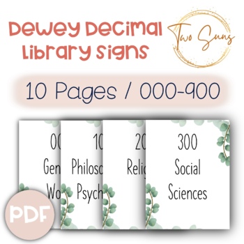 Preview of Dewey Decimal Signs /Library Signs / Library Printable / 000-900