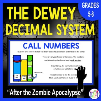 Preview of Dewey Decimal System Activities - Halloween Alternative - Zombie Library Lesson