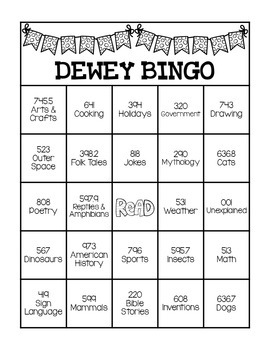 dewey decimal system bingo game by staying cool in the library tpt