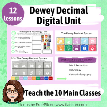 Preview of Dewey Decimal System Digital Unit - Slides, Videos, & 3 Self-Grading Quizzes