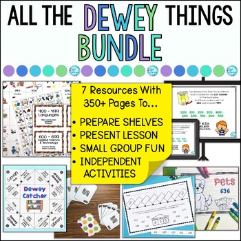 Preview of Dewey Decimal System Library Lessons, Activities, Labels, Games and Worksheets