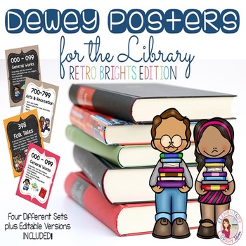 Preview of Dewey Decimal System Posters - Retro Brights (Editable Versions Included)