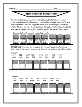 dewey decimal system printable resources worksheets and go fish game