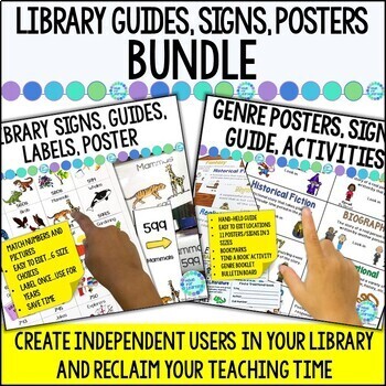 Preview of Library Dewey Labels, Guides and Posters & Genre Posters for Library Activities