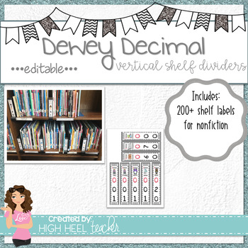 Preview of Dewey Decimal Vertical Shelf Labels | EDITABLE |