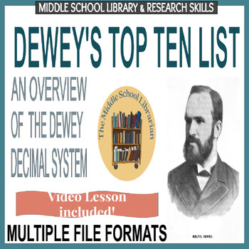 Preview of Dewey Top Ten - Dewey Decimal System Activity Middle School Library Skills