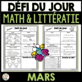 Défi du jour - mars (French Problem of the day and Literacy FUN!)