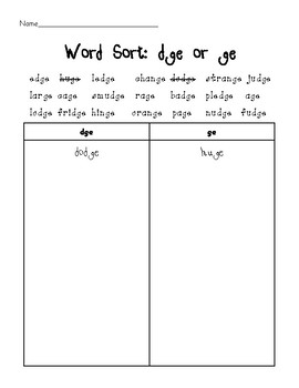 Dge and ge say /j/ Worksheets by MerryComposition | TpT