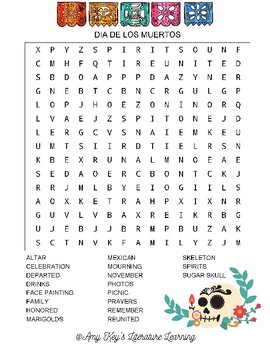 Dia De Los Muertos Activities Day of the Dead Word Search and Coloring ...