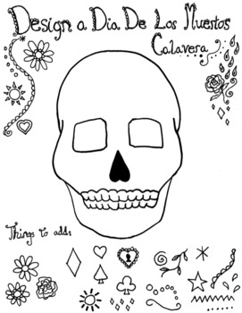 simple dia de los muertos skull drawings