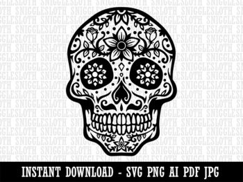 Preview of Dia De Los Muertos Sugar Skull Day of Dead Clipart Instant Digital Download AI P