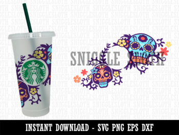 Preview of Dia De Los Muertos Sugar Skulls Day of the Dead Starbucks 24oz Venti Cold Cup