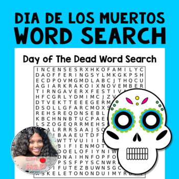 Dia De Los Muertos Word Search Coloring Page Day of The Dead Word Find ...