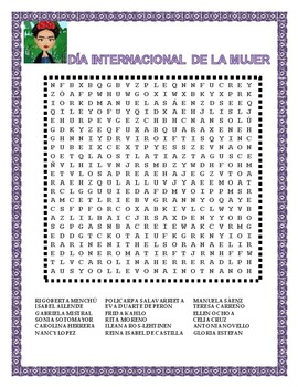 Preview of Dia Internacional de la Mujer- March 8th-Word Search & Famous Hispanic Women