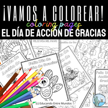 Preview of Dia de Accion de Gracias coloring pages Thanksgiving Spanish
