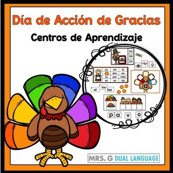 Preview of Dia de Accion de Gracias / Thanksgiving  in SPANISH  Literacy Center Activities