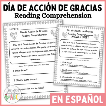 Preview of Día de Acción de Gracias - Thanksgiving Reading Comprehension in Spanish