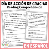 Día de Acción de Gracias - Thanksgiving Reading Comprehens