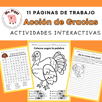 Preview of Día de Acción de Gracias | Thanksgiving Spanish Activities