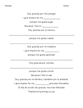 Preview of Dia de Accion de Gracias - Thanksgiving Spanish Song