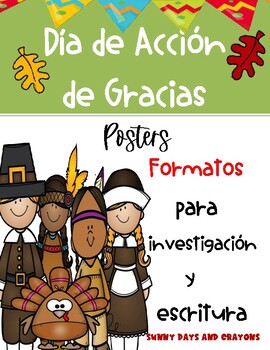 Preview of Día de Acción de Gracias Escritura Actividades Thanksgiving Writing Spanish