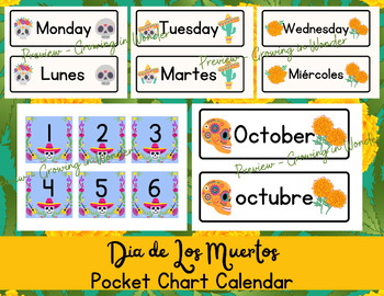 Preview of Dia de Los Muertos / Day of the Dead: Calendar, Months, Days of the Week