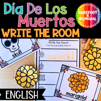 Preview of Dia de Los Muertos Write the Room - English - Day of the Dead -  PreK | K | 1st